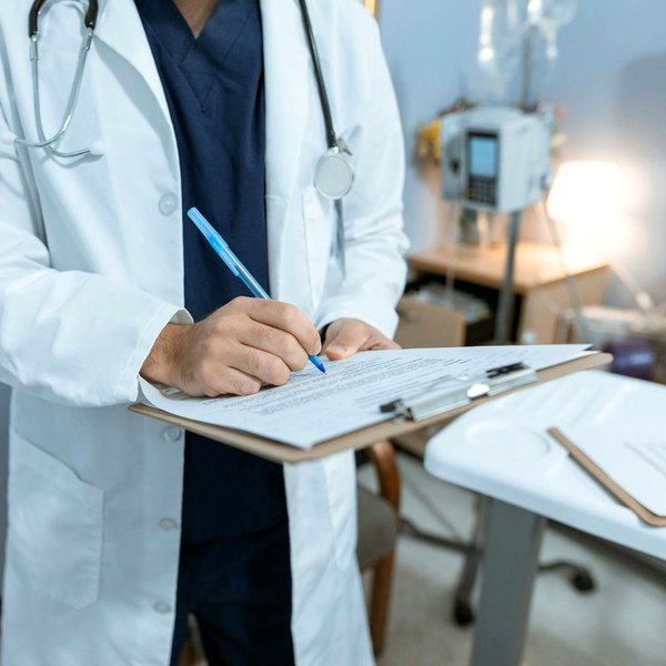 A clinical provider writing a patient's personal treatment plan